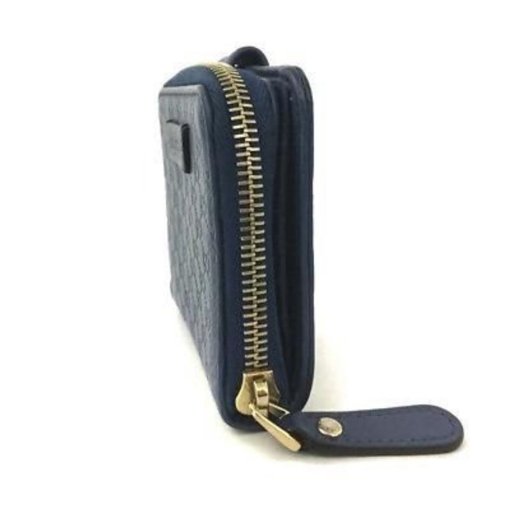 Gucci Micro Ssima GG Logo Leather Bifold Wallet Blue - Picture 4 of 6